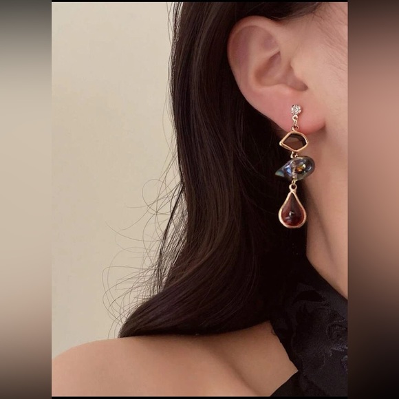 Rhinestone Decor Geometric & Water Drop Earrings - Picture 5 of 6